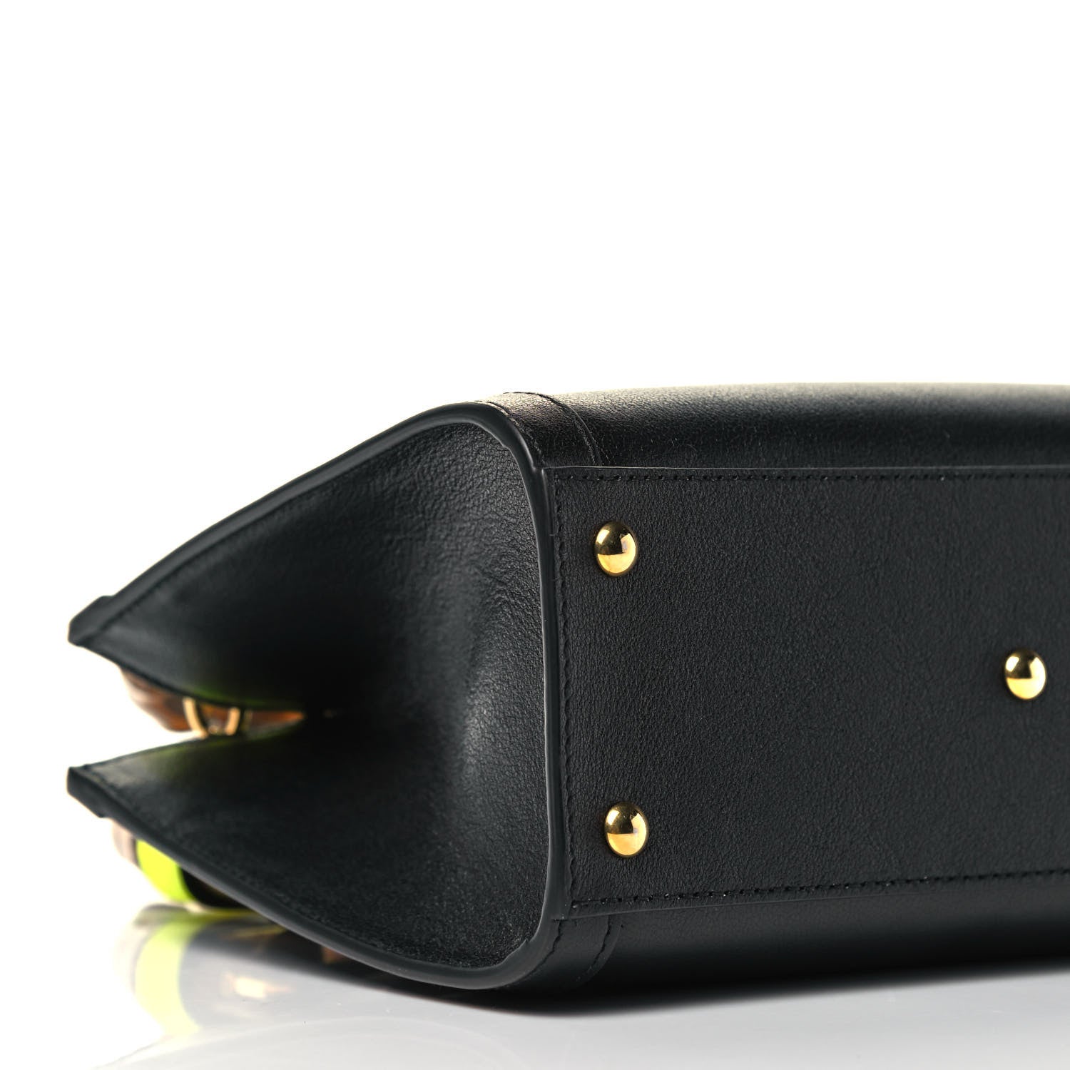 Gucci Wonka Grain Calfskin Mini Diana Tote Bag Black Yellow Fluo 9 of 10