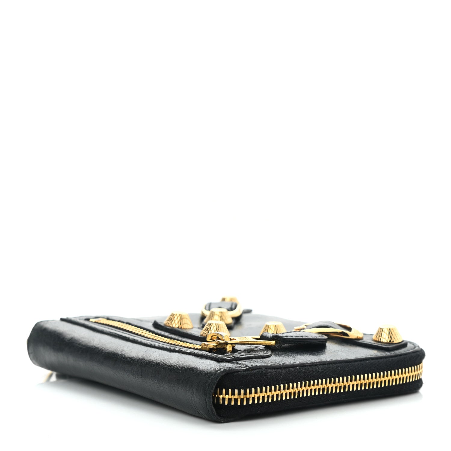 Balenciaga Agneau Giant 12 Gold Hardware Mini Zip Around Wallet Black 4 of 8