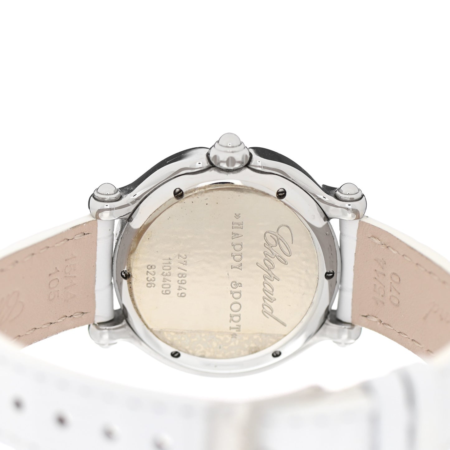 Stainless Steel Alligator 4 Floating Diamond 38mm Happy Sport Snowflake Watch White 28/8948