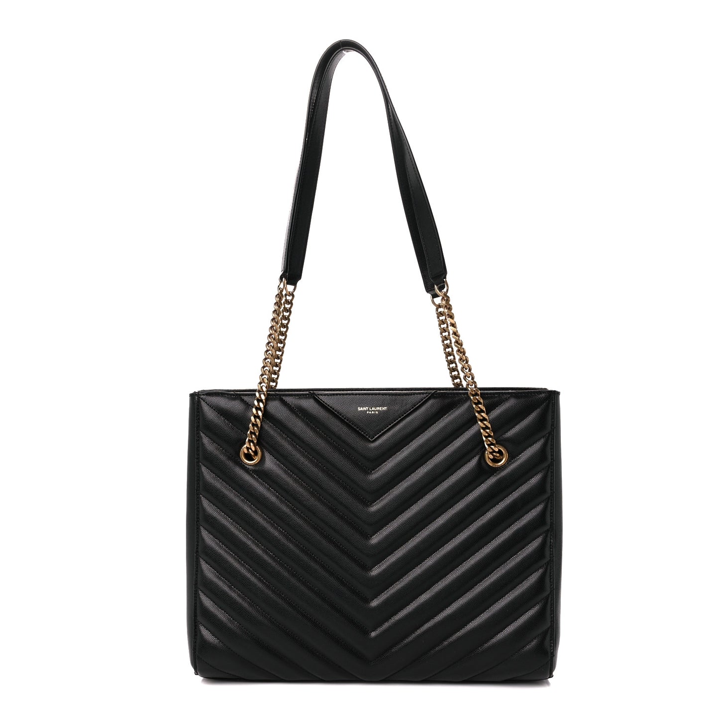 Grain de Poudre Matelasse Chevron Medium Tribeca Shopping Bag Black