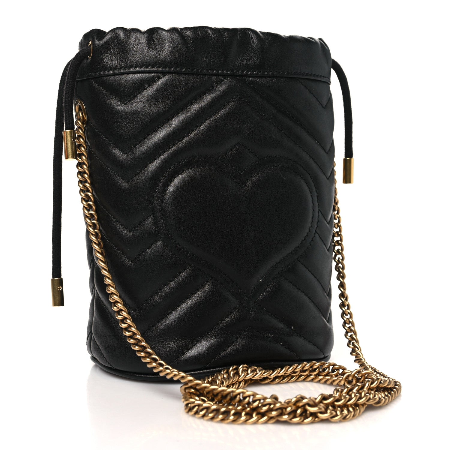Gucci Calfskin Matelasse Mini GG Marmont 2.0 Bucket Bag Black 3 of 11