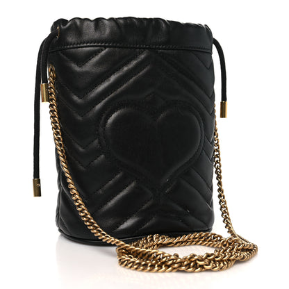 Gucci Calfskin Matelasse Mini GG Marmont 2.0 Bucket Bag Black 3 of 11