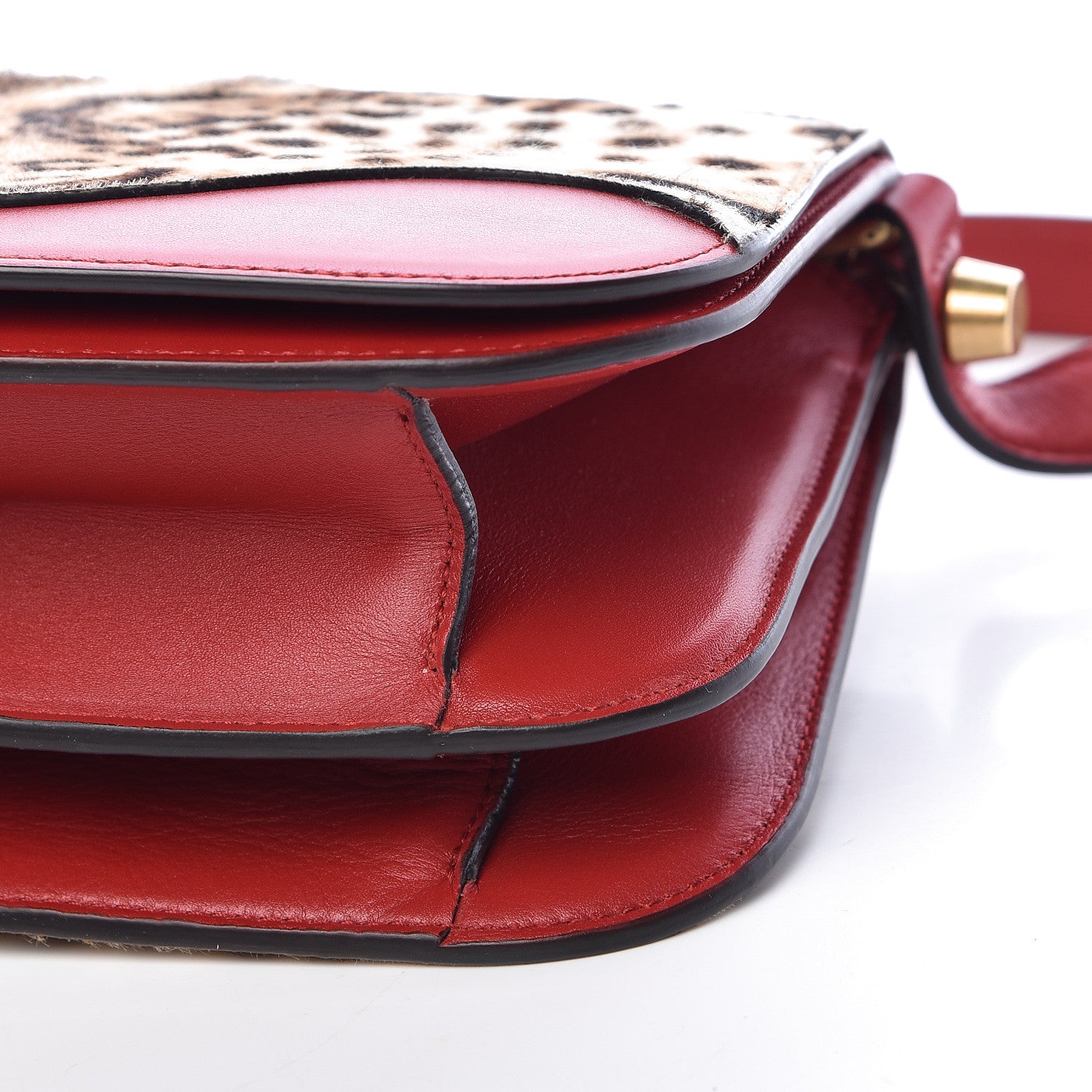 Gucci Calf Hair Leopard Print Shoulder Bag Red 11 of 12