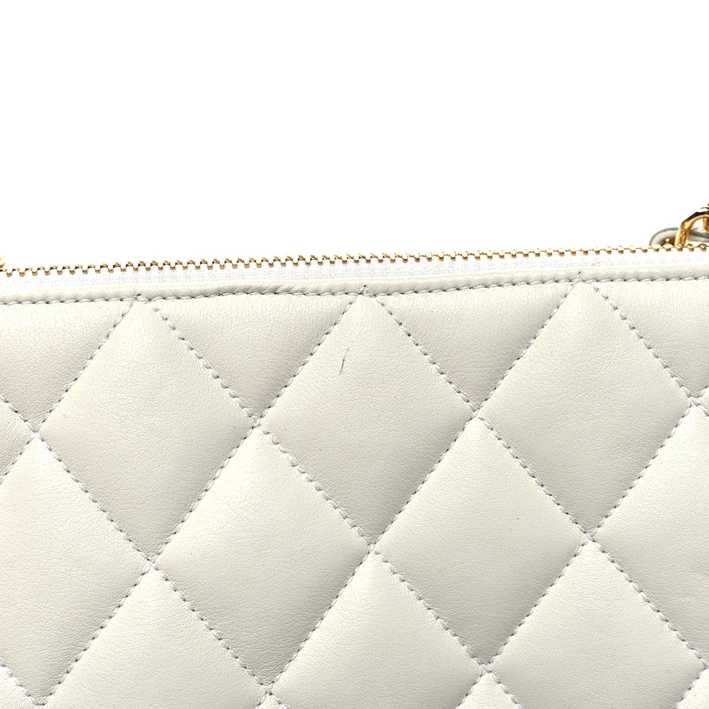 Lambskin Quilted CC Tote White