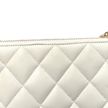 Chanel Lambskin Quilted CC Tote White 13 of 14