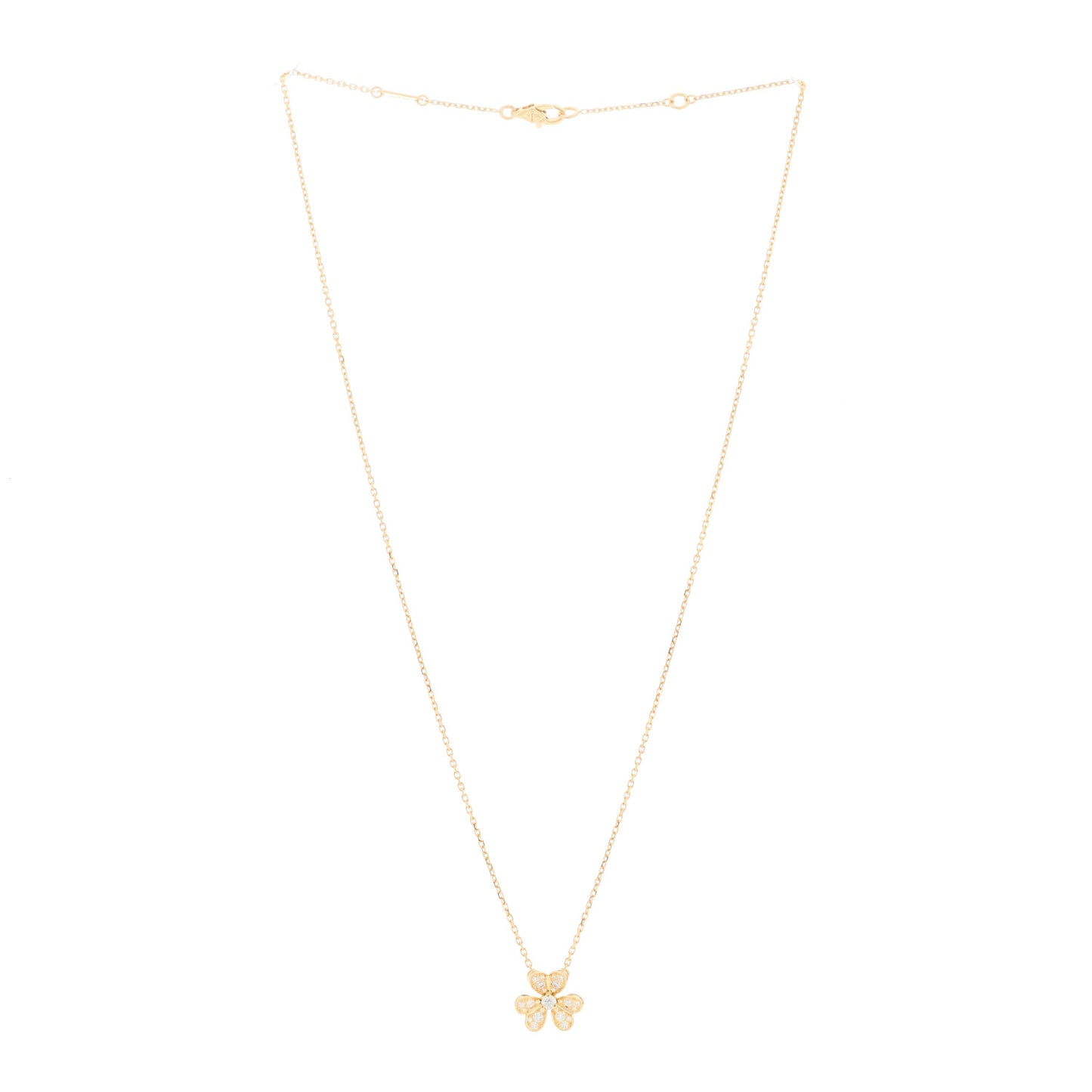 18K Yellow Gold Diamond Mini Frivole Pendant Pave Necklace