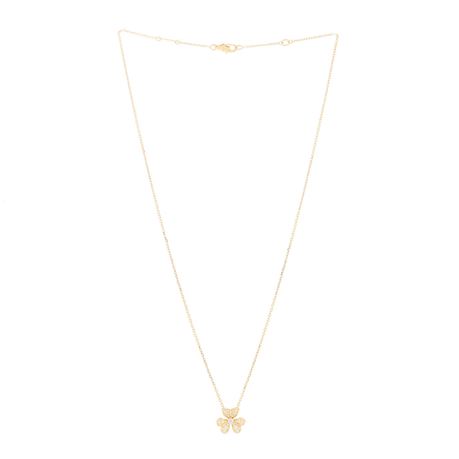 Van Cleef & Arpels 18K Yellow Gold Diamond Mini Frivole Pendant Pave Necklace 2 of 6