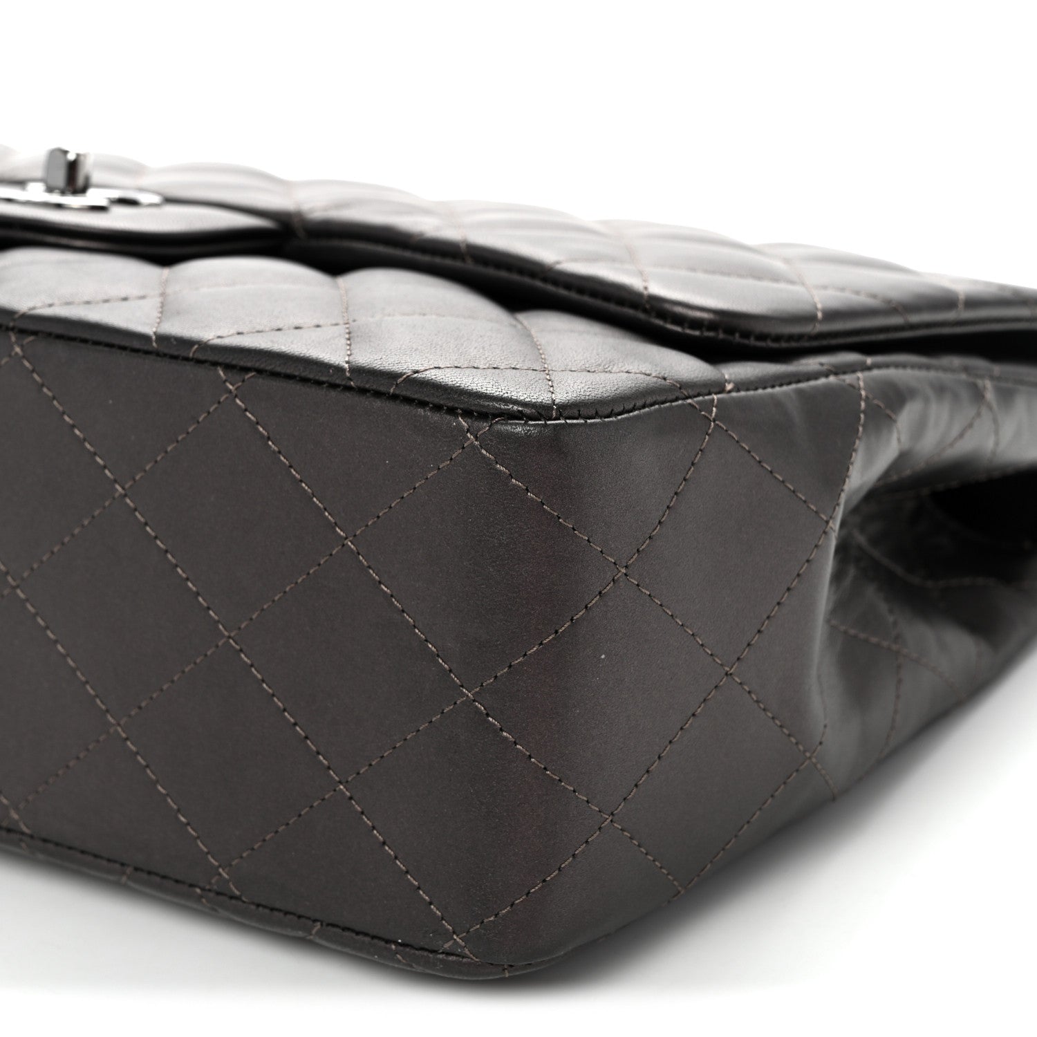 Chanel Lambskin Quilted Jumbo Single Flap  Dark Grey 10 of 10