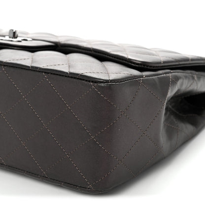 Chanel Lambskin Quilted Jumbo Single Flap  Dark Grey 10 of 10