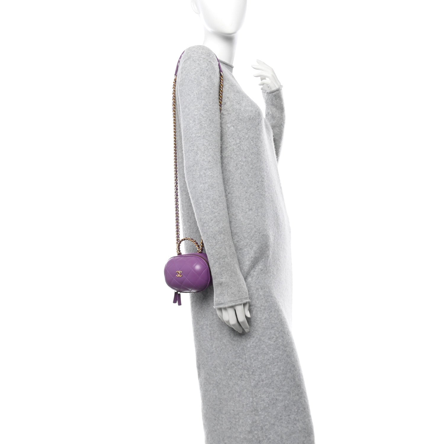 Chanel Lambskin Quilted CC Bubble Vanity Case With Chain Purple 2 of 12