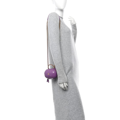 Chanel Lambskin Quilted CC Bubble Vanity Case With Chain Purple 2 of 12