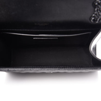 Saint Laurent Grain De Poudre Textured Mixed Matelasse Triquilt Medium Monogram Satchel Black 6 of 10