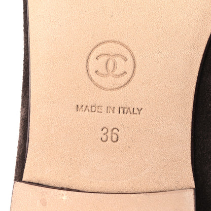 Chanel Suede Calfskin Cap Toe CC Ballerina Flats 36 Dark Brown Burgundy 8 of 10