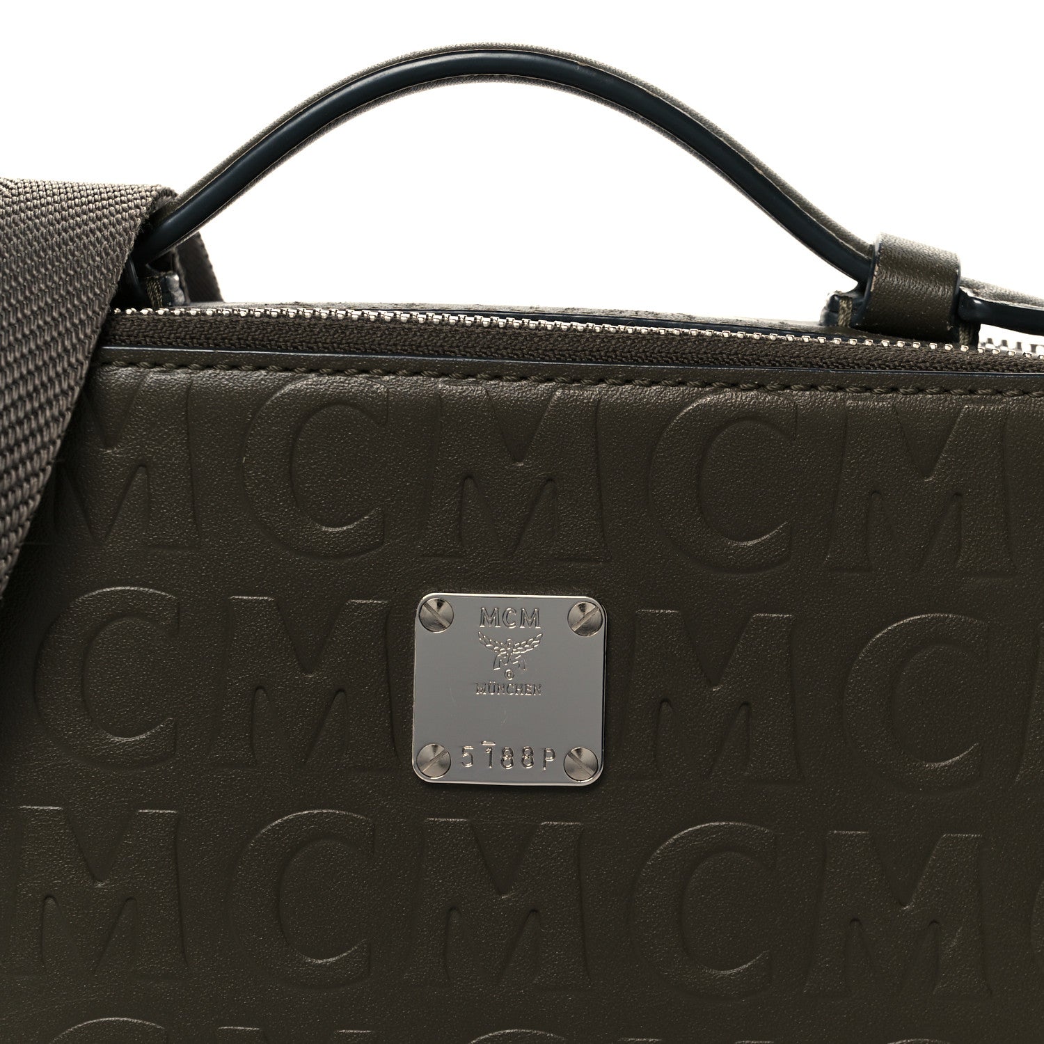 MCM Calfskin Logo Embossed Crossbody Sea Turtle 9 of 11