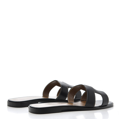 Hermes Box Calfskin Oran Sandals 39 Black 4 of 11
