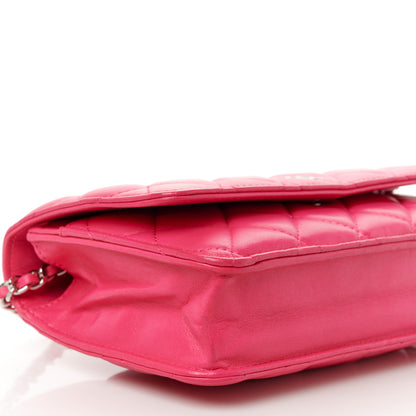 Chanel Lambskin Quilted Wallet On Chain WOC Dark Pink 10 of 11