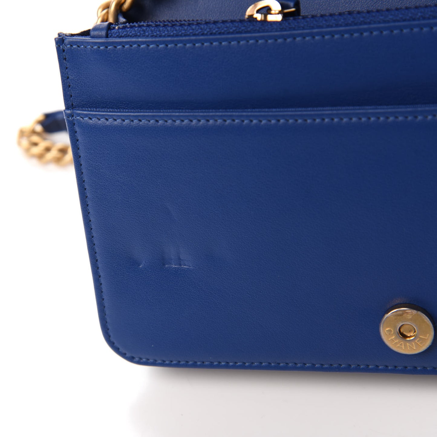 Caviar Quilted Boy Wallet On Chain WOC Blue