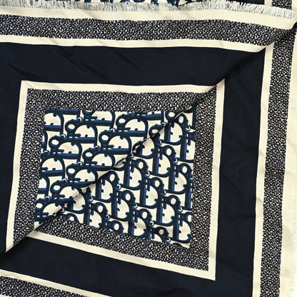 Christian Dior Silk Oblique Scarf Blue 3 of 4