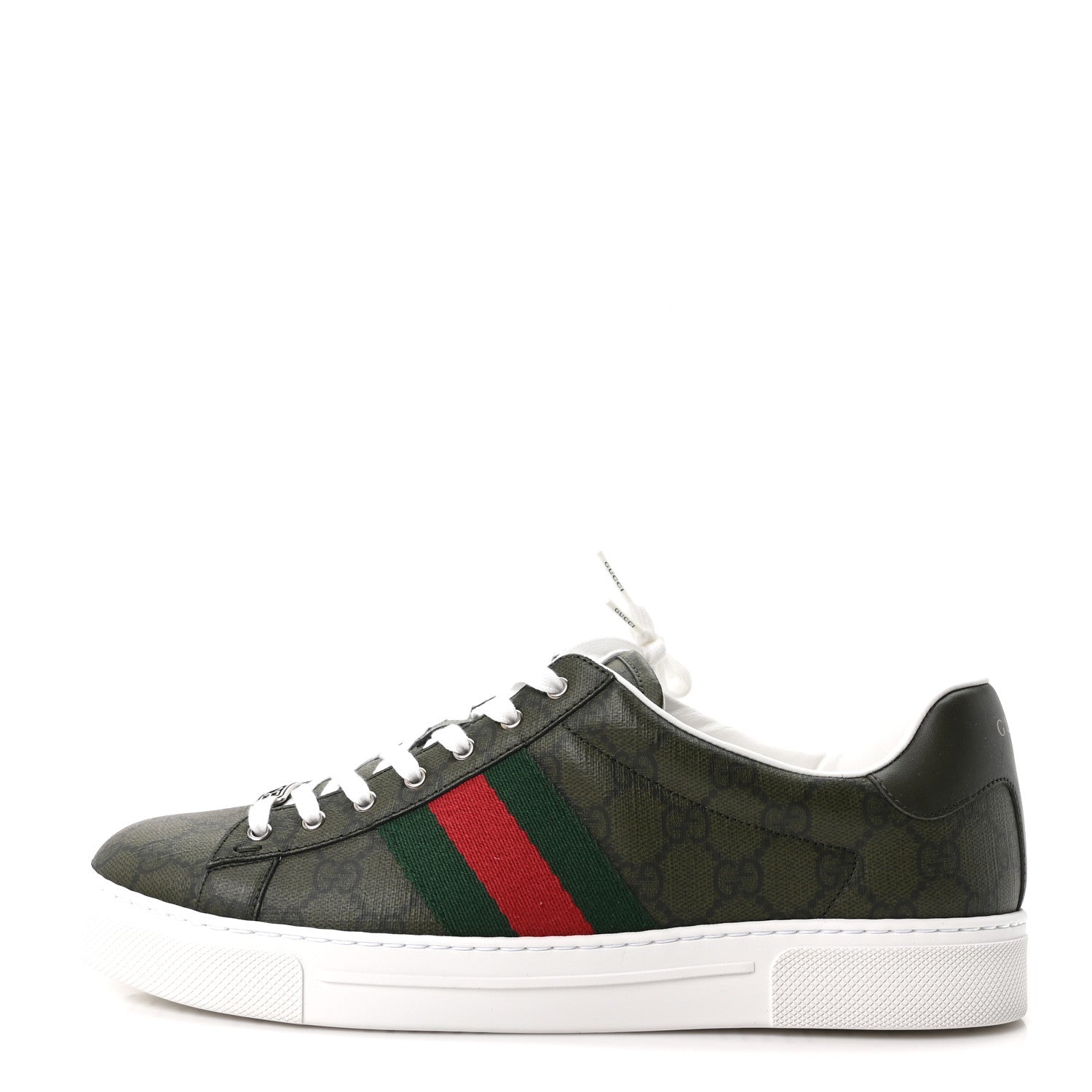 Gucci GG Supreme Monogram Web Mens New Ace Sneakers 9 Green 1 of 10