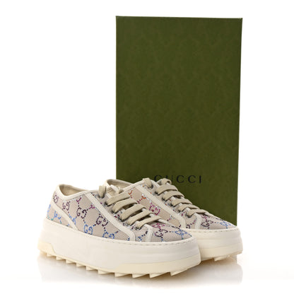 Gucci Canvas Lame Crystal GG Monogram Womens 1977 Tennis Sneakers 37.5 Gardenia Silver Mystic White 9 of 9