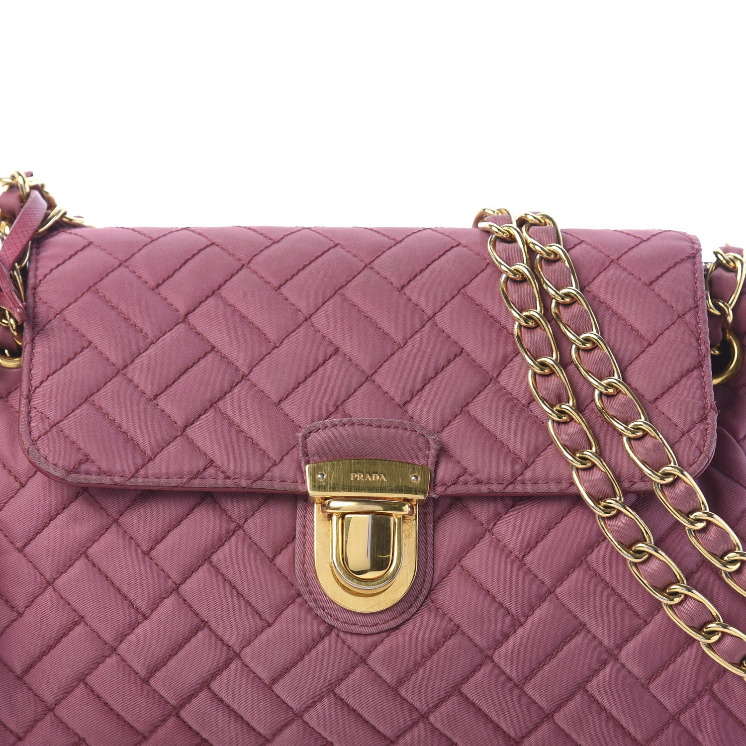 Prada Nylon Tessuto Impunture Quilted Flap Pink 8 of 10