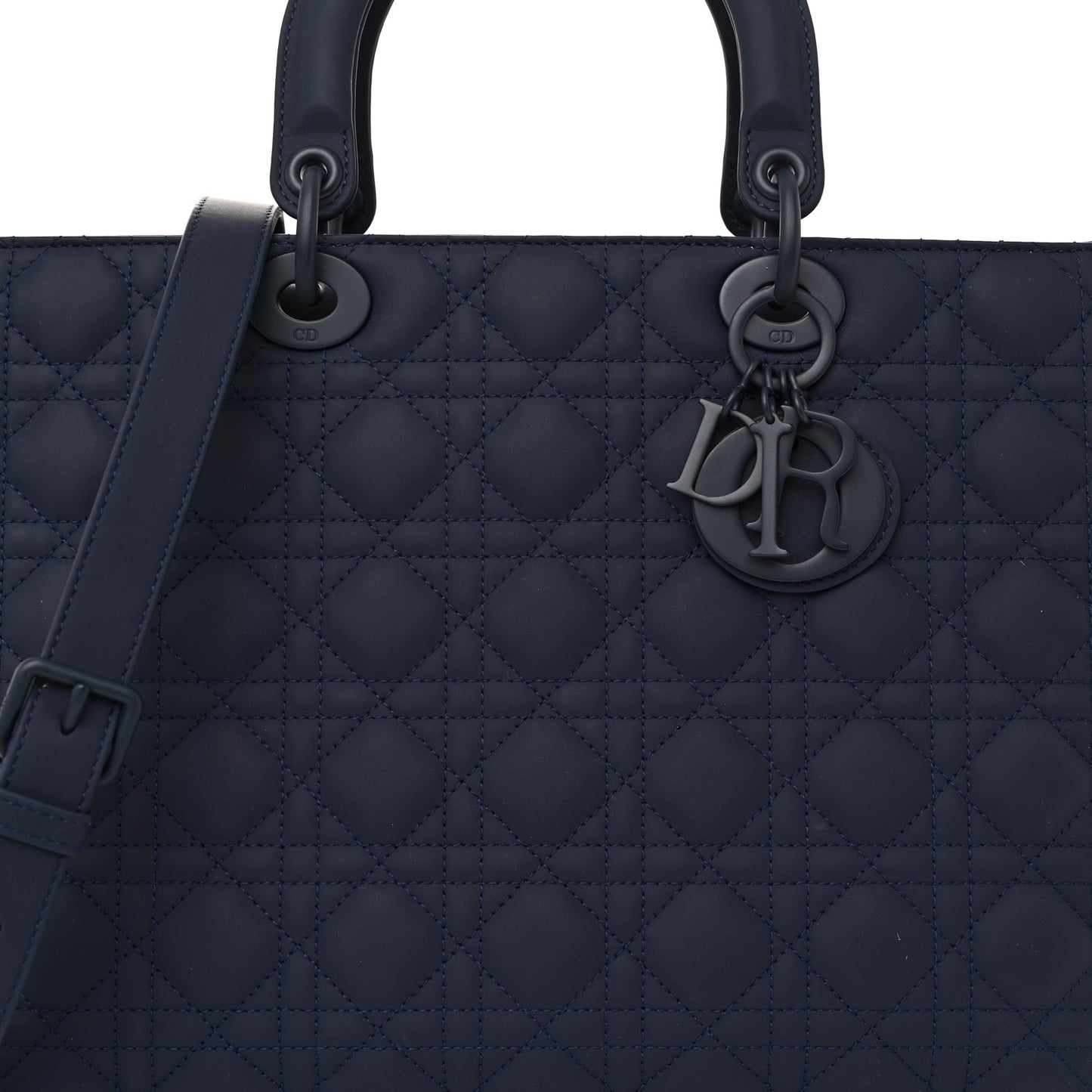 Ultra Matte Calfskin Cannage Large Lady Dior Blue