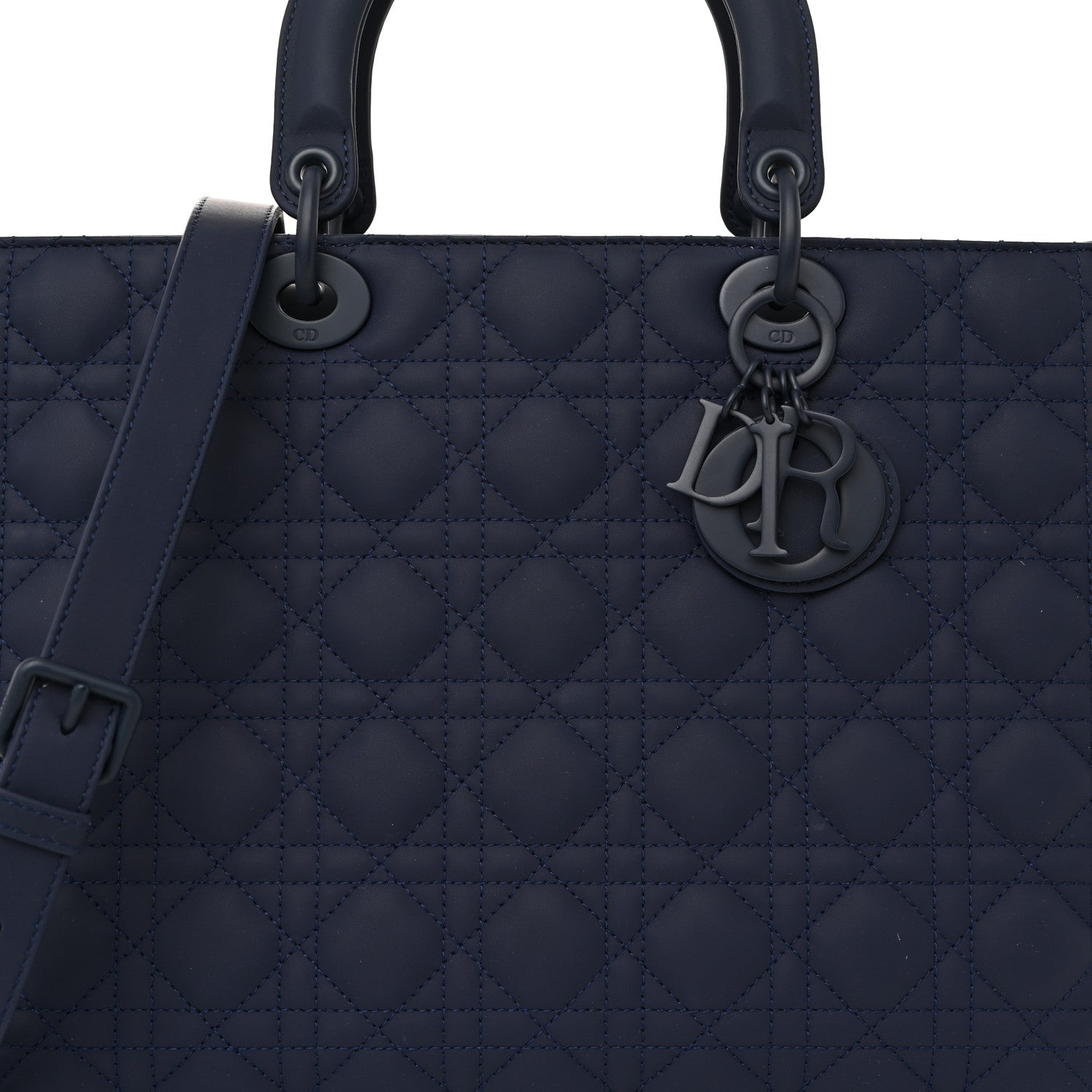 Christian Dior Ultra Matte Calfskin Cannage Large Lady Dior Blue 8 of 10