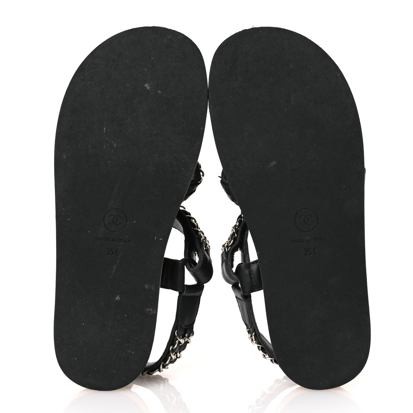 Lambskin Chain Sandals 35 Black