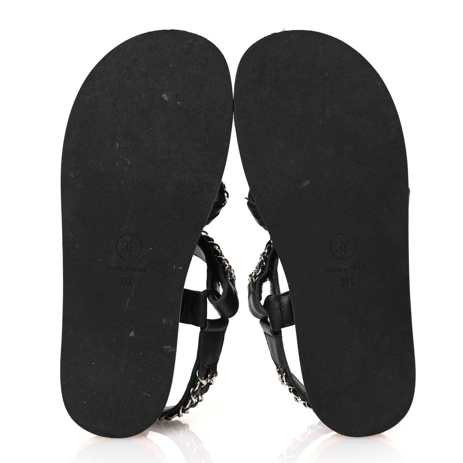 Chanel Lambskin Chain Sandals 35 Black 7 of 15