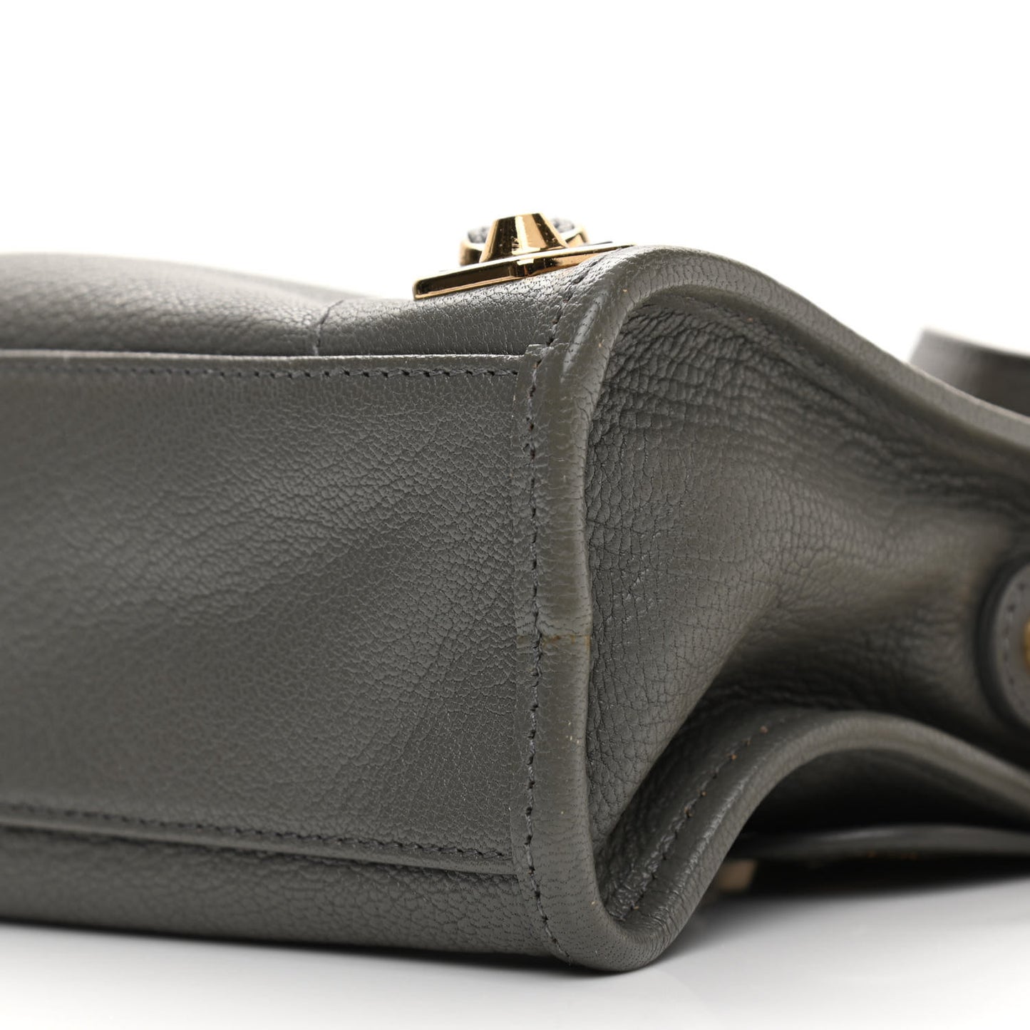 Chevre Gold Metallic Edge Hardware Mini City Gris Acier