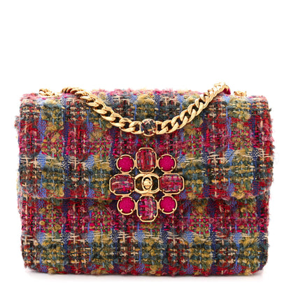 Chanel Wool Tweed Quilted Small Flap Khaki Red Pink Blue Green 1 of 10