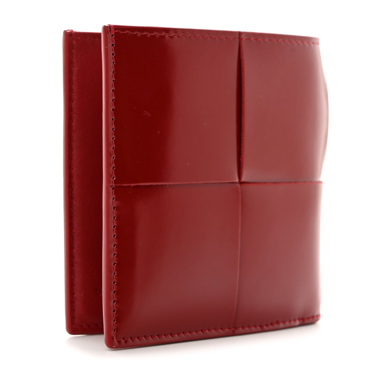 Bottega Veneta Nappa Maxi Intrecciato Card Holder Wallet Dark Red 3 of 8