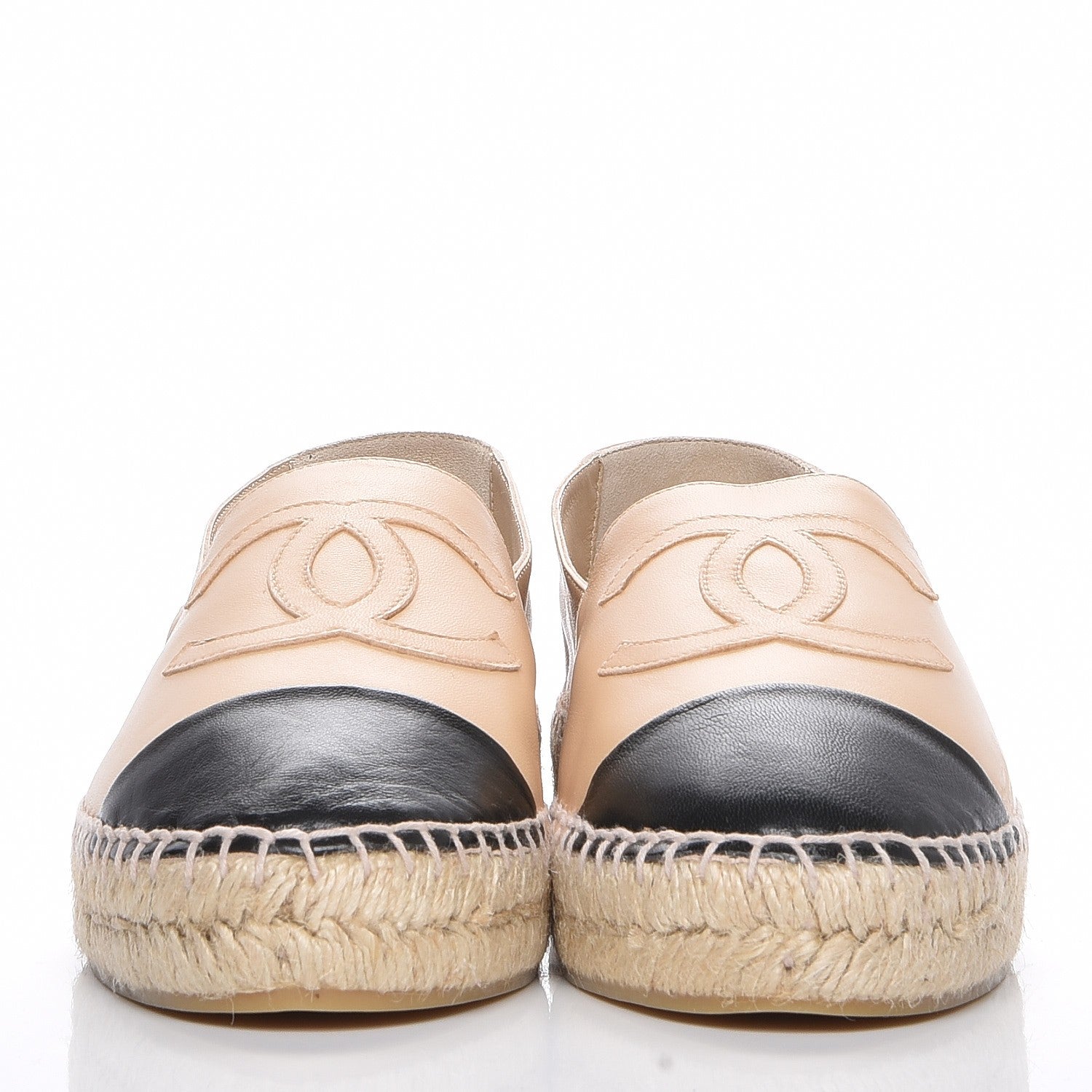Chanel Lambskin CC Espadrilles 40 Beige Black 2 of 8