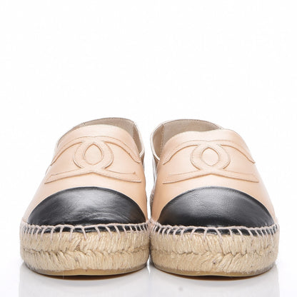Chanel Lambskin CC Espadrilles 40 Beige Black 2 of 8