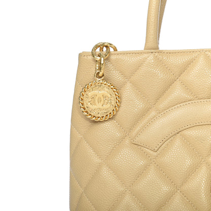 Chanel Caviar Quilted Medallion Tote Beige 13 of 14