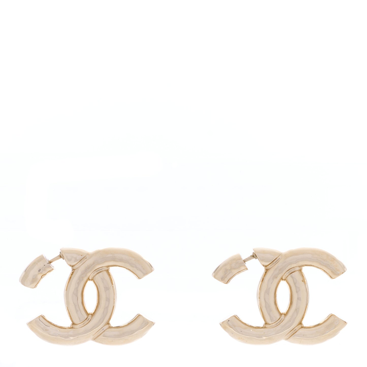 Metal Large CC Earrings Light Gold