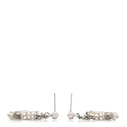 Chanel Baguette Crystal CC Drop Earrings Silver 3 of 4