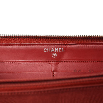 Chanel Caviar Quilted Large Gusset Zip Around Wallet Red 6 of 14