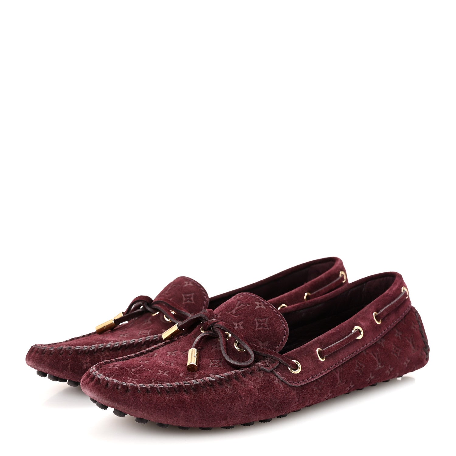Louis Vuitton Suede Monogram Gloria Loafers 37.5 Prune 4 of 9