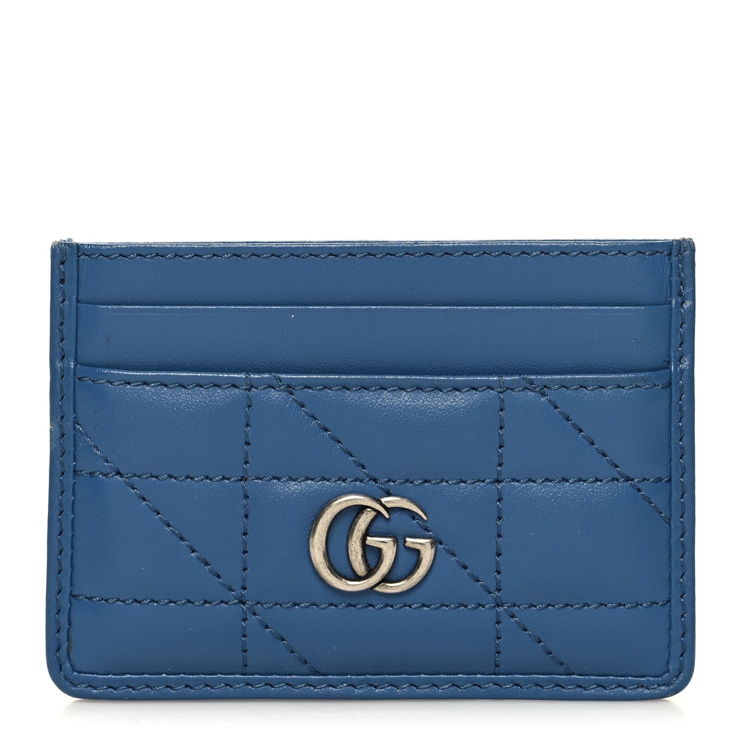 Gucci Calfskin Matelasse Aria GG Marmont Card Holder Clear Blue 1 of 7