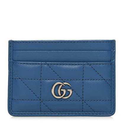 Gucci Calfskin Matelasse Aria GG Marmont Card Holder Clear Blue 1 of 7