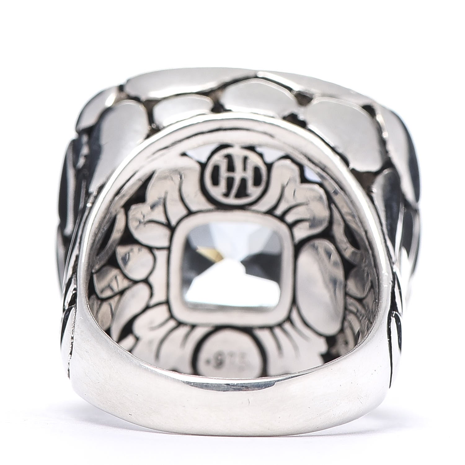 John Hardy Sterling Silver White Topaz Batu Kali Square Ring 54 6.75 4 of 5