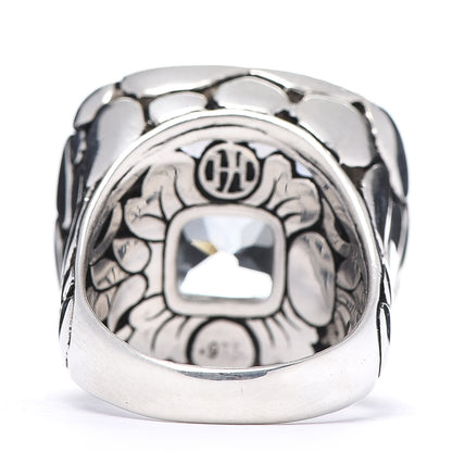 John Hardy Sterling Silver White Topaz Batu Kali Square Ring 54 6.75 4 of 5