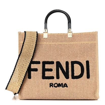 Fendi Raffia Plexiglass Medium Fendi Sunshine Shopper Tote Paglia Black 1 of 9