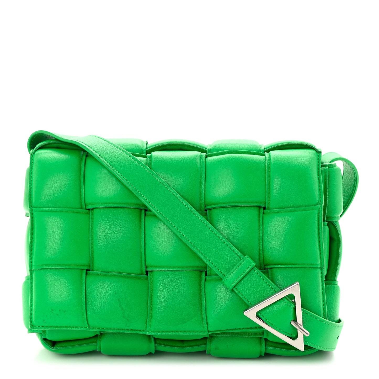 Nappa Maxi Intreccio Padded Cassette Crossbody Bag Parakeet