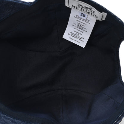 Hermes Denim Embroidered Davis Emile Hat 56 Indigo 7 of 9