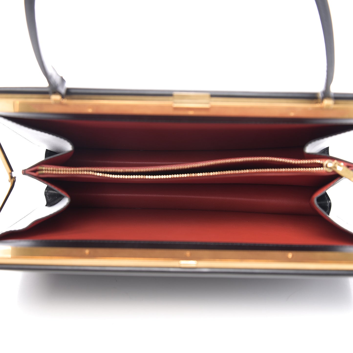 Box Calfskin Medium Clasp Bag Black