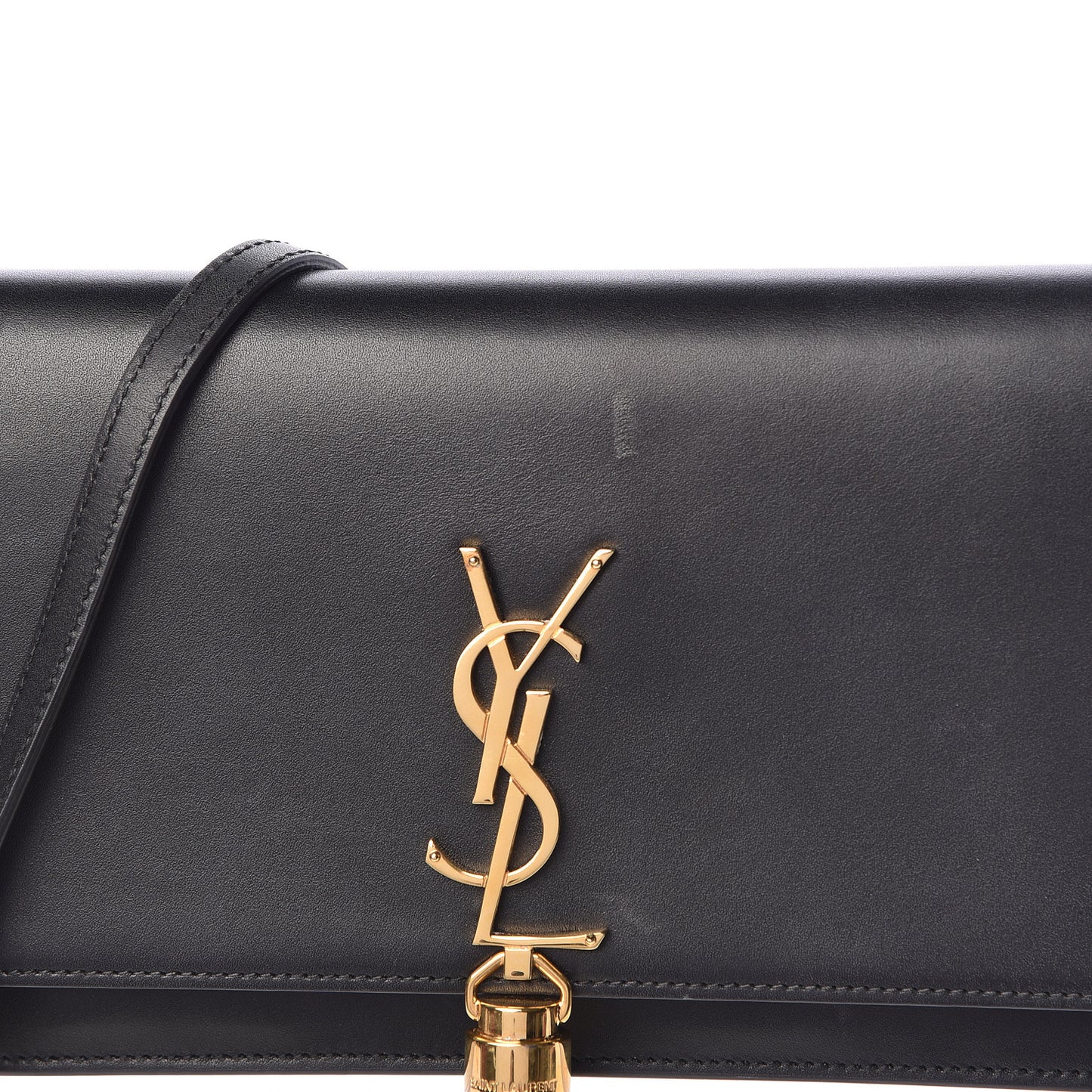 Smooth Calfskin Classic Monogram Kate Tassel Chain Wallet Black