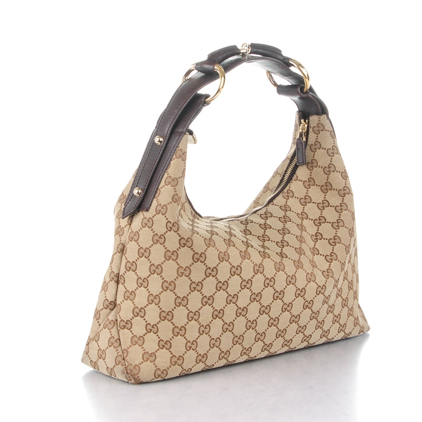 Monogram Medium Horsebit Chain Hobo Dark Brown