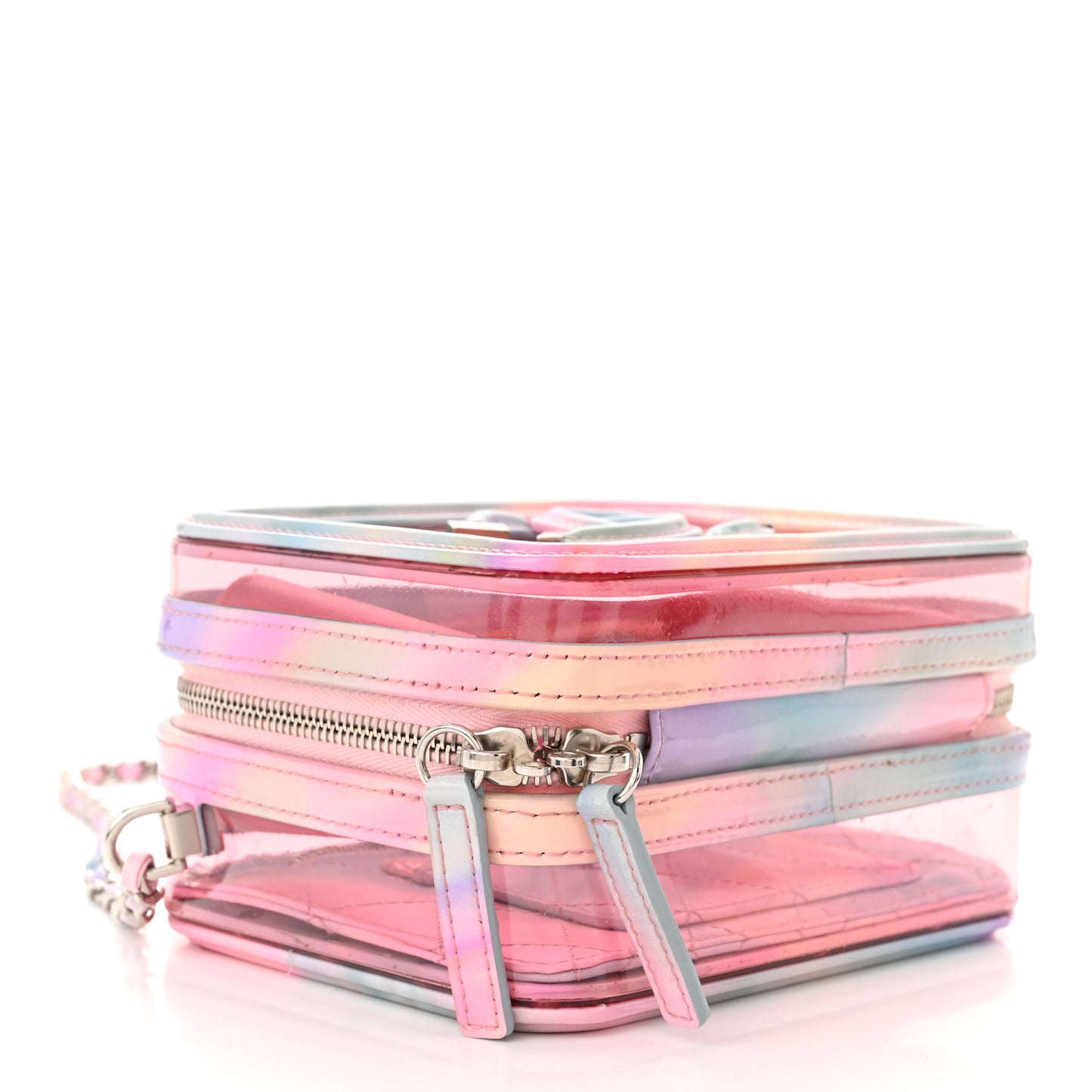 PVC Patent Calfskin Patent Lambskin Small CC Vanity Case Pink